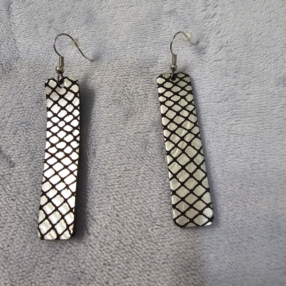 Leather Earrings Brown And Silver